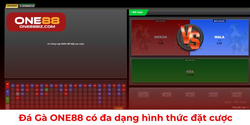 Nhiều lựa chọn cược hấp dẫn tại đá gà ONE88