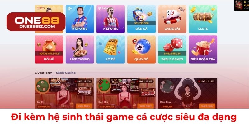 Hệ sinh thái game cá cược phong phú đi kèm