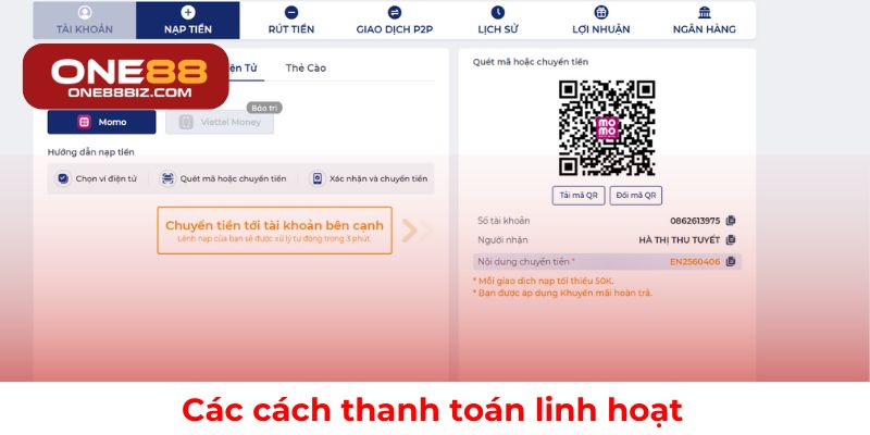 Nhiều phương thức thanh toán tiện lợi
